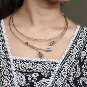 Elegant Silver Plated Hasli Necklace | Traditional Beautiful Jewelry Gift For Her