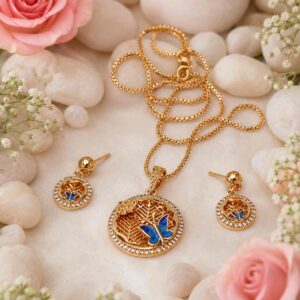 Royal Blue Bloom Pendant Set