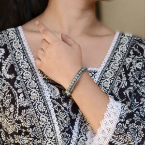 Antique Finish Silver Replica Openable Bangle | Beautiful Design with Stone Work Jewelry