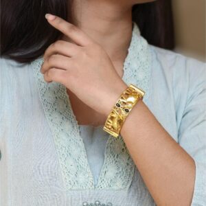 Handcrafted Elephant Bangle | Stone Work Gold Plated Amazing Jewelry