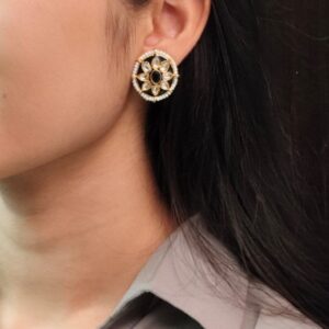Best Ethnic Meenakari Short Earrings with Stone and Pearl Detailing for Daily Wear