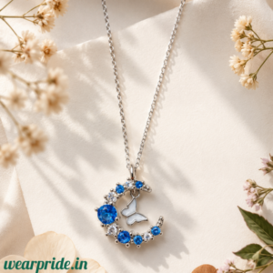 Half moon butterfly Silver pendant chain