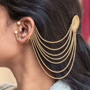 Gold Plated Chain Kashmiri Earcuff Attractive Traditional Jewelry