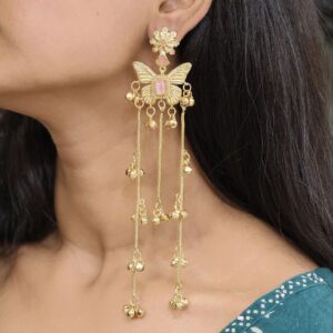 Elegant Butterfly Kashmiri Jhumka Earrings with Stunning Traditional Jewelry