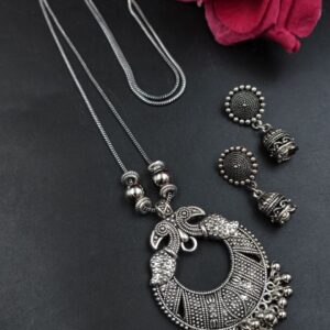 Oxidized Peacock Chain Pendant Elegant Premium Traditional Jewelry for Ethnic Style