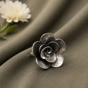 Silver Rose Ring Elegant Jewelry for Party & Festive Wear