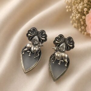 Oxidized Nandi Earring Exquisite Sacred Design for Ethnic Style