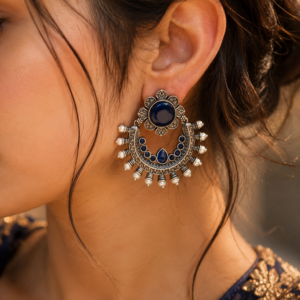 Antique Silver Earring Vintage Style for Beautiful Pearl work Detailing