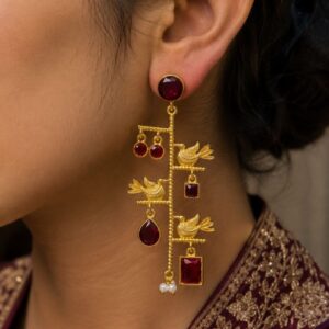 Unique Gold Plated Bird Earring Design for Fashion Jewelry