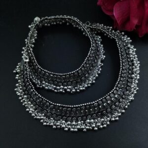 Ethnic Silver Plated Anklet | Traditional Payal Design for Women