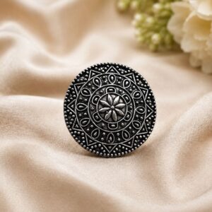 Floral Oxidized Ring Vintage Ethnic Jewelry for Festivals & Party Wear