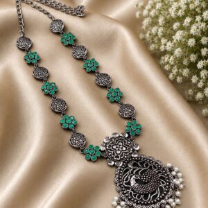 Oxidized Peacock Necklace Traditional Jewelry for Weddings, Festivals & Ethnic Look