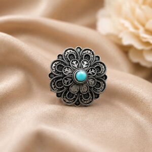 Silver Leaf Ring Adjustable Ring for Party Wear