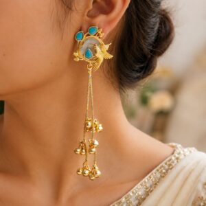 Gold Plated Parrot Kashmiri Earring Traditional Designer Earrings for Women